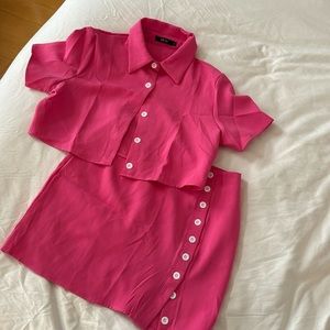 Never worn pink skirt and blouse matching set